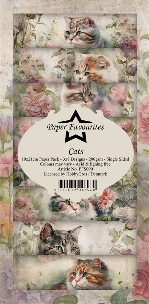 Paper Favourites slimcard Cats 3x8 design 10x21cm 200g